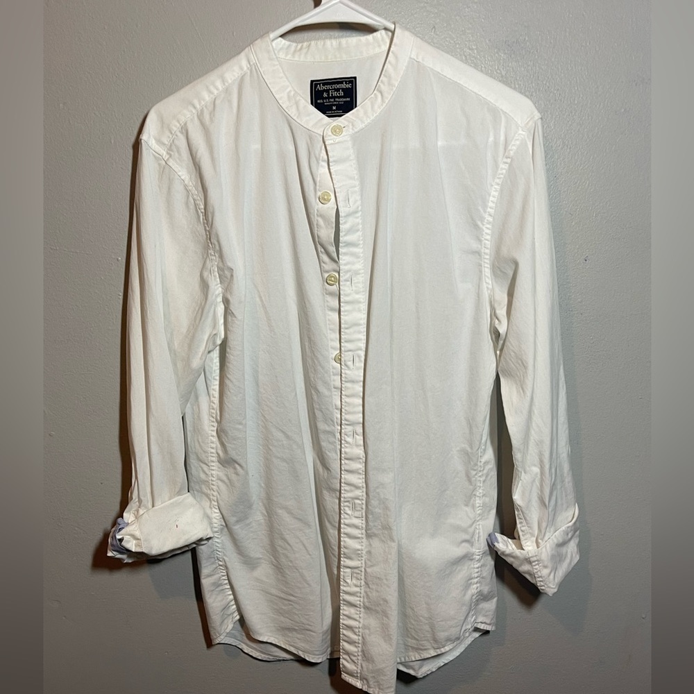 White Casual Button Down Abercrombie and Fitch Shirt